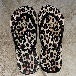 Leopard Print Flip Flops